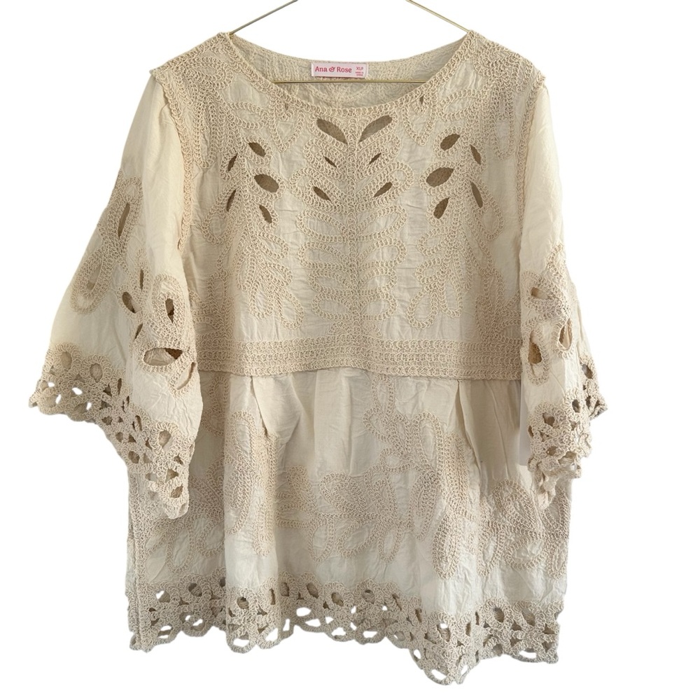 Ana & Rose‎ Boho Cream Lace Women's Top